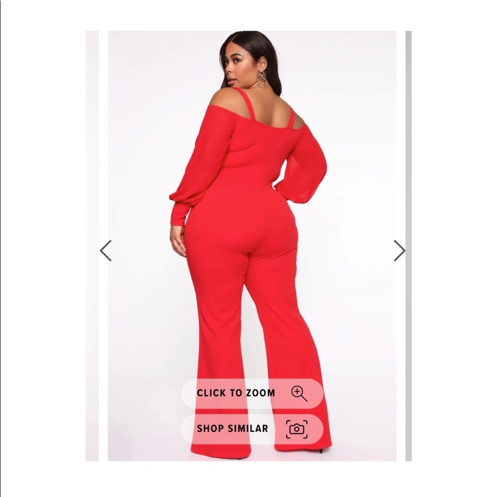 Red fashion nova jumpsuit size 1X. NWT